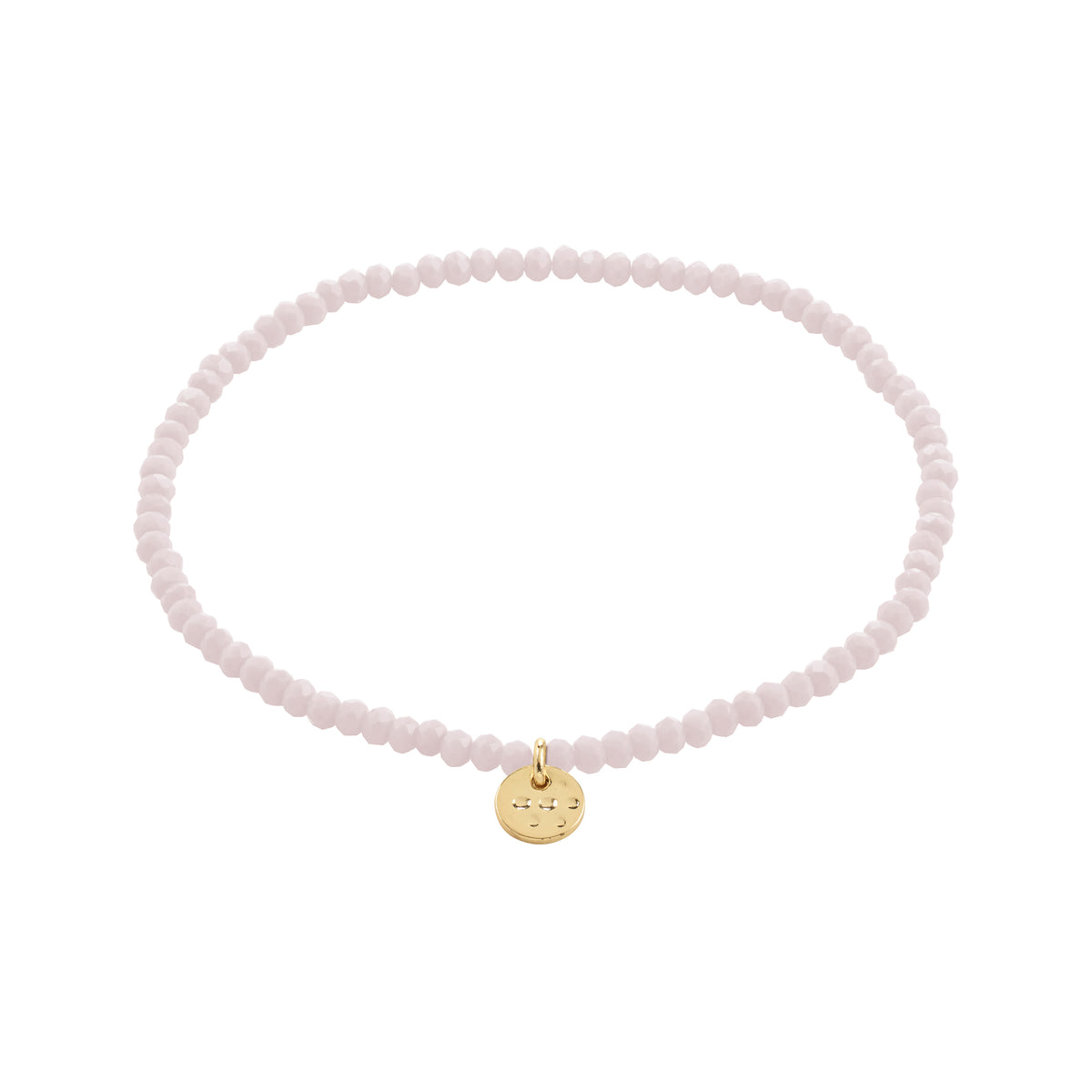 INDIE bracelet rose, gold-plated: A delicate stretch bracelet with pale rose faceted beads and a small gold-toned charm, perfect for stacking or solo wear.