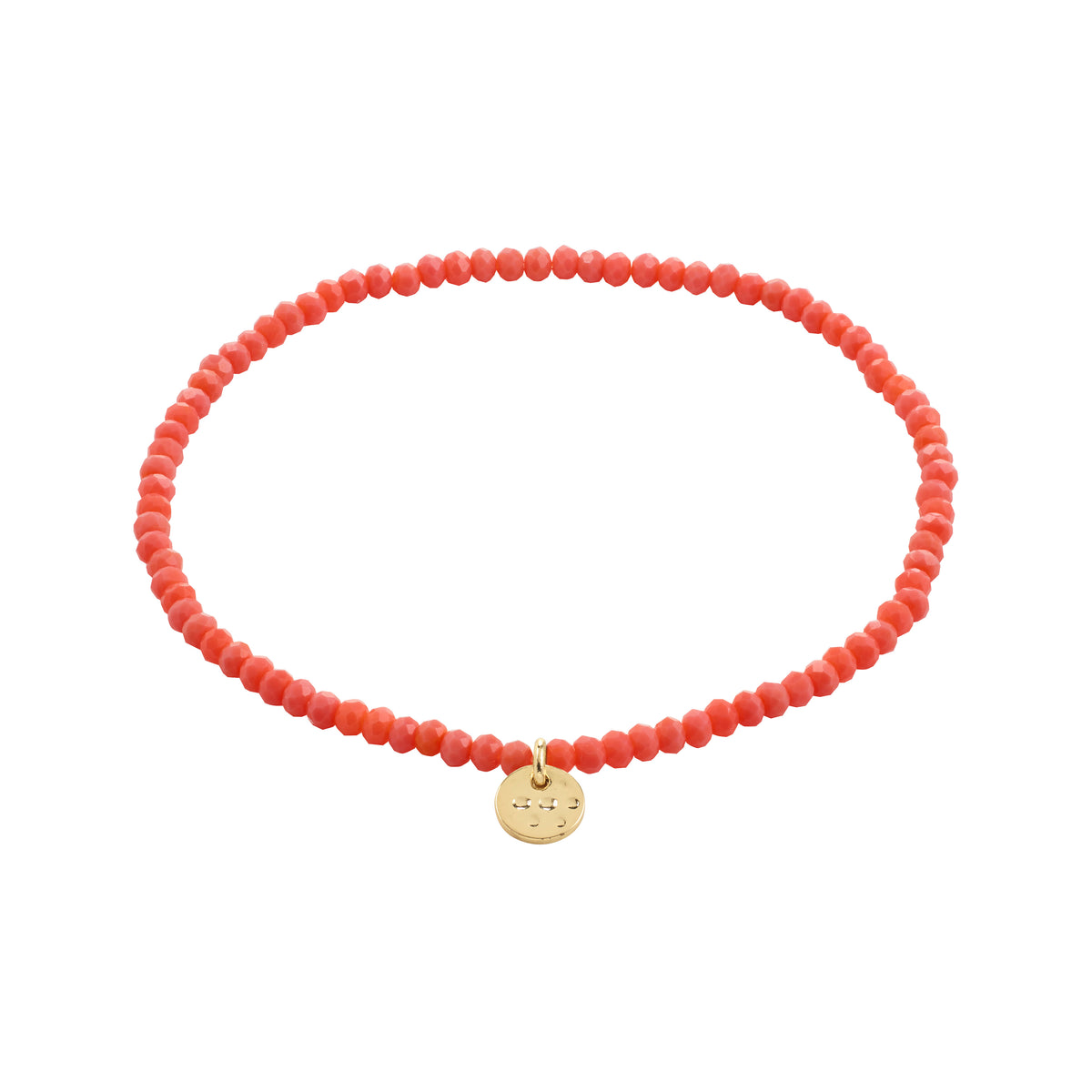 INDIE bracelet with peach faceted beads and a gold-plated charm, showcasing Pilgrim's Scandinavian craftsmanship, perfect for stacking and adding a stylish touch to any outfit.