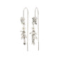 MILO chain earrings silver-plated, featuring a delicate silver chain, sculptural silver nugget, and pearl cluster, offering an organic, playful touch to any look.