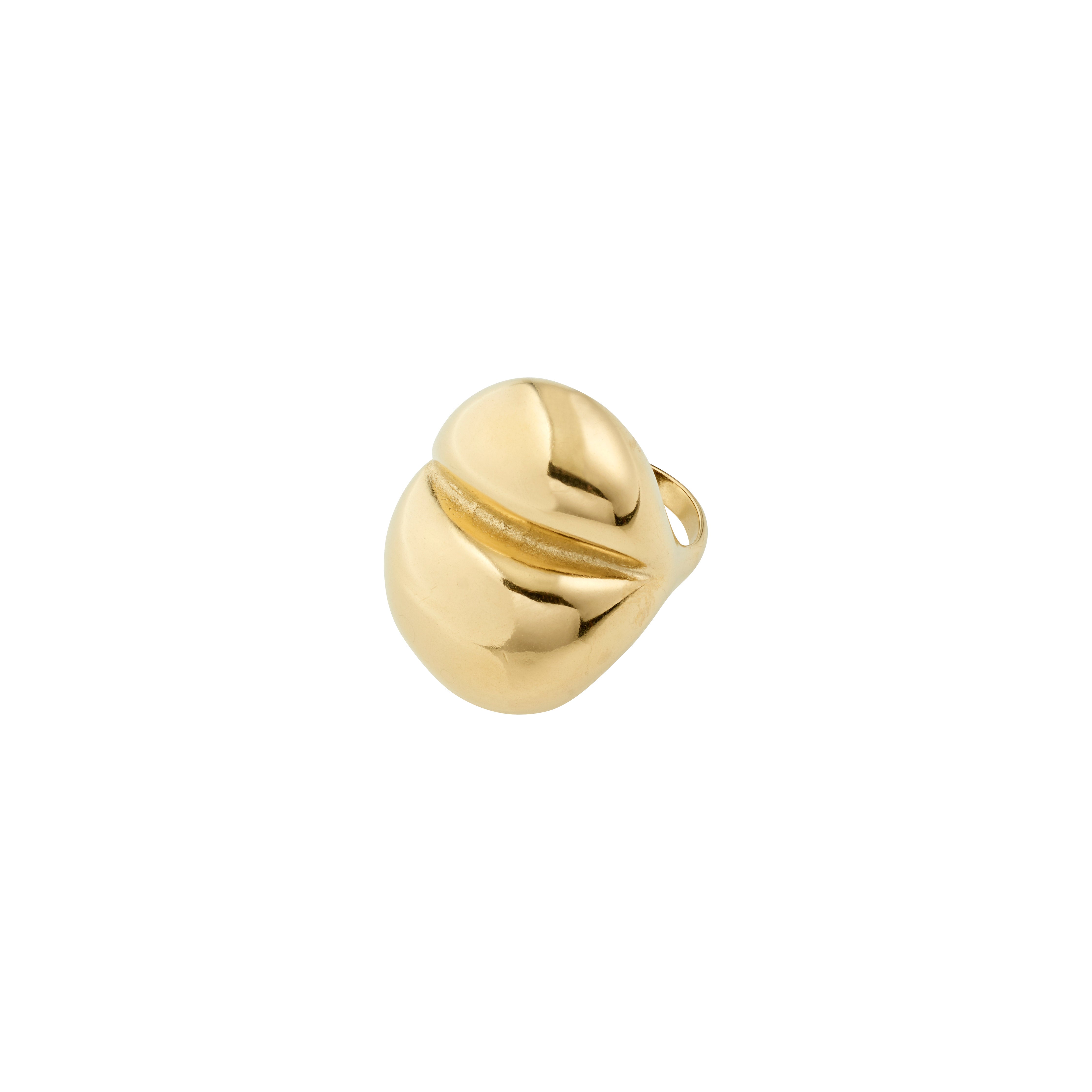 MADDIX ring gold-plated: A sculptural, oversized pod-shaped design with a smooth groove, showcasing an abstract, artistic form. Perfect for a bold, stylish statement.