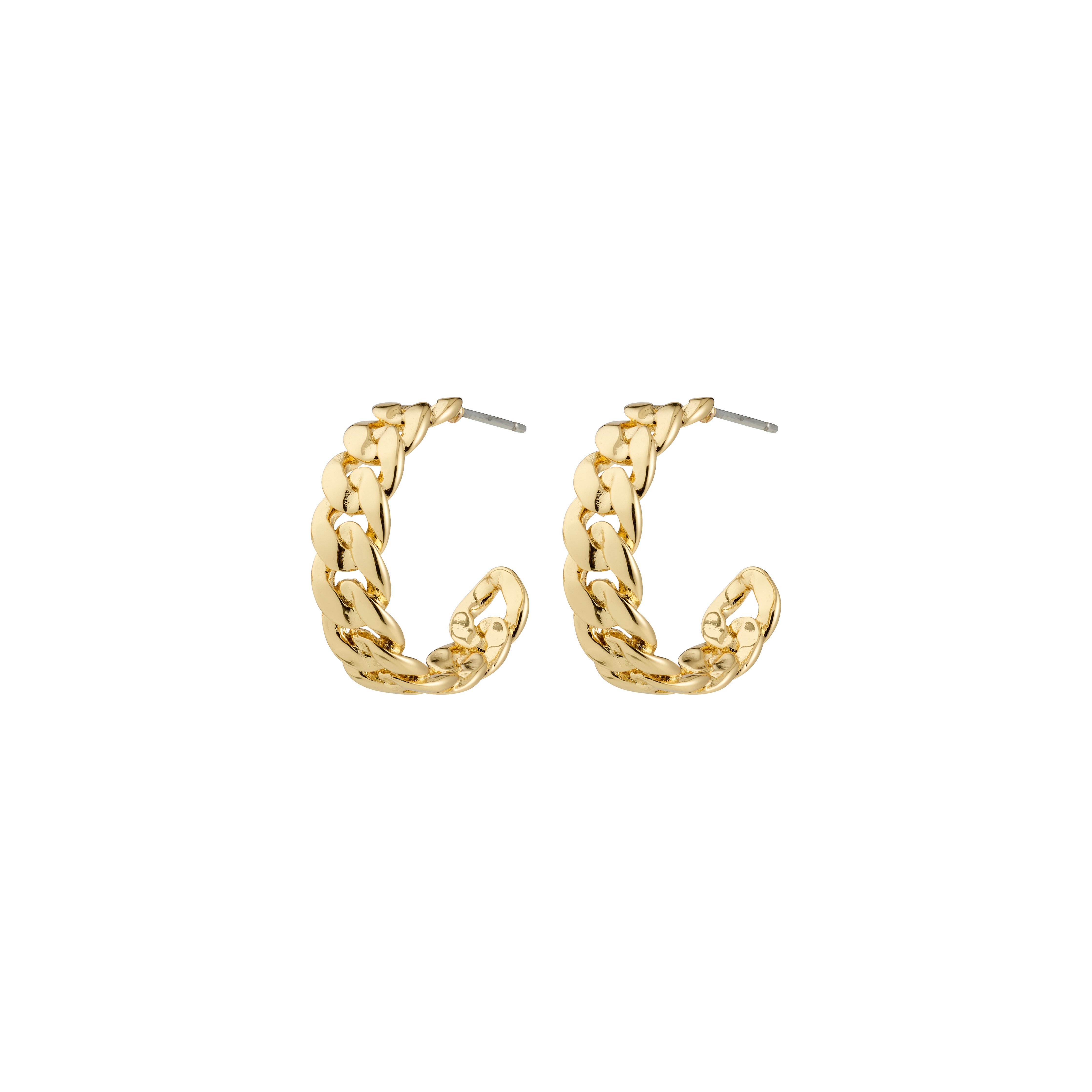MAYER earrings gold-plated, featuring chunky chain link hoops with a shiny finish and straight posts, embody edgy yet classy style.
