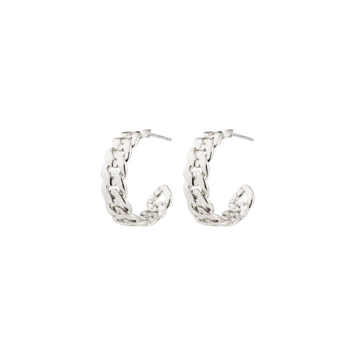 MAYER earrings silver-plated, featuring chunky chain-link design in a C-shape hoop. Perfect for versatile styling, offering a mix of raw attitude and classy elegance.