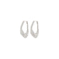 FENIX earrings silver-plated: Silver-tone hoops with V-shaped pavé crystal drops, offering a blend of elegance and dynamic style for versatile, standout accessorizing.