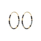 ALISON earrings feature wire-based hoops with matte gold, black, gray, and charcoal beads, offering a chic boho-minimalist style from Pilgrim's handmade Danish collection.