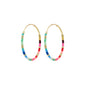 ALISON earrings multi, gold-plated: Gold-tone hoops with multicolor tubular beads, exuding boho vibes and playful style, perfect for sunny outings and festival looks.