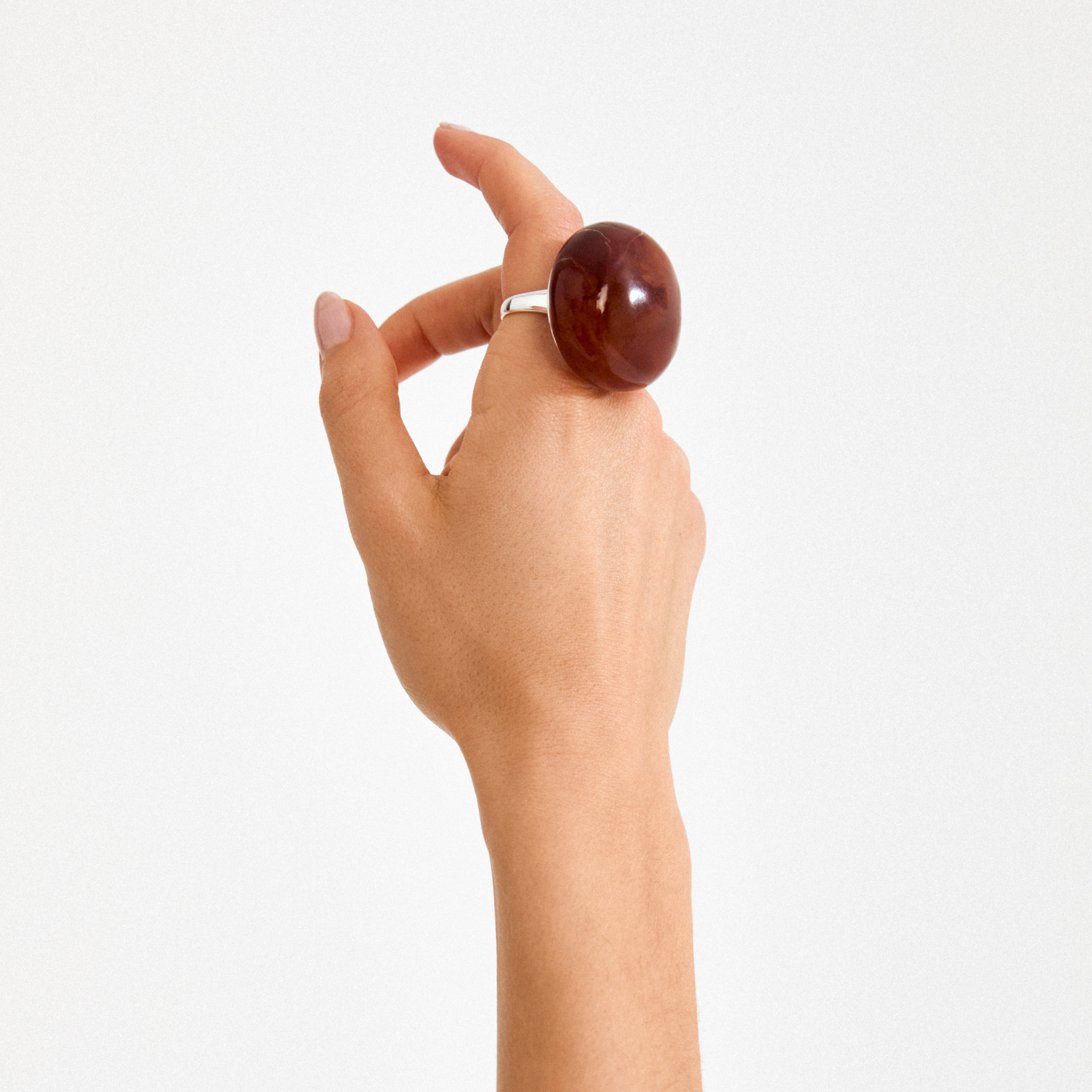 AASE ring amber/silver-plated