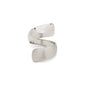 Silver ALMA ring, silver-plated, twines twice around the finger with alternating shiny and matte textures, embodying determination and style.