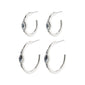 ALEXANDRA crystal hoop earrings 2-in-1 set silver-plated