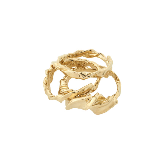 STORM recycled rings 3-in-1 set gold-plated