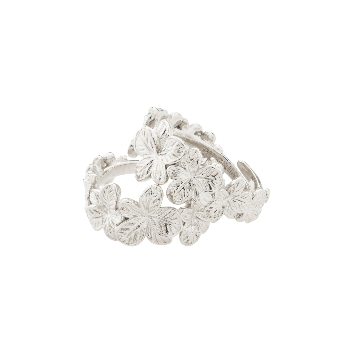 CHARMAINE rings 2-in-one set silver-plated, featuring elegant floral motifs, adjustable and stackable. Crafted from 99% recycled materials. Ideal for expressing personal style or sharing with friends.