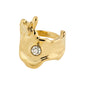GIA crystal ring gold-plated with a Nordic-inspired organic design, featuring a sparkling Preciosa crystal, adjustable size, made from 98% recycled material.