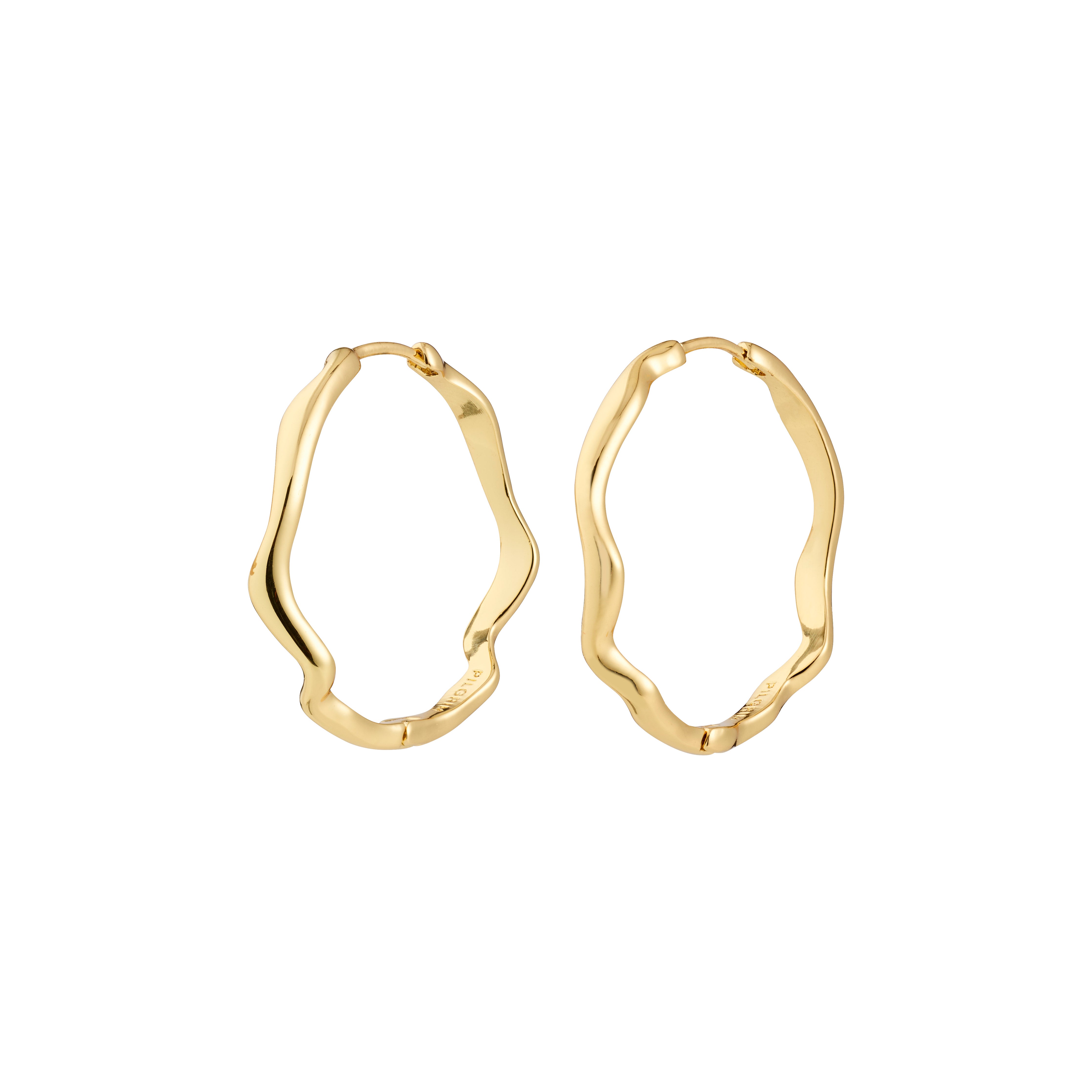 LARKIN earrings gold-plated, featuring wavy, irregular hoops with latch-back closure, offer a minimalist yet stylish design, perfect for both everyday wear and special occasions.