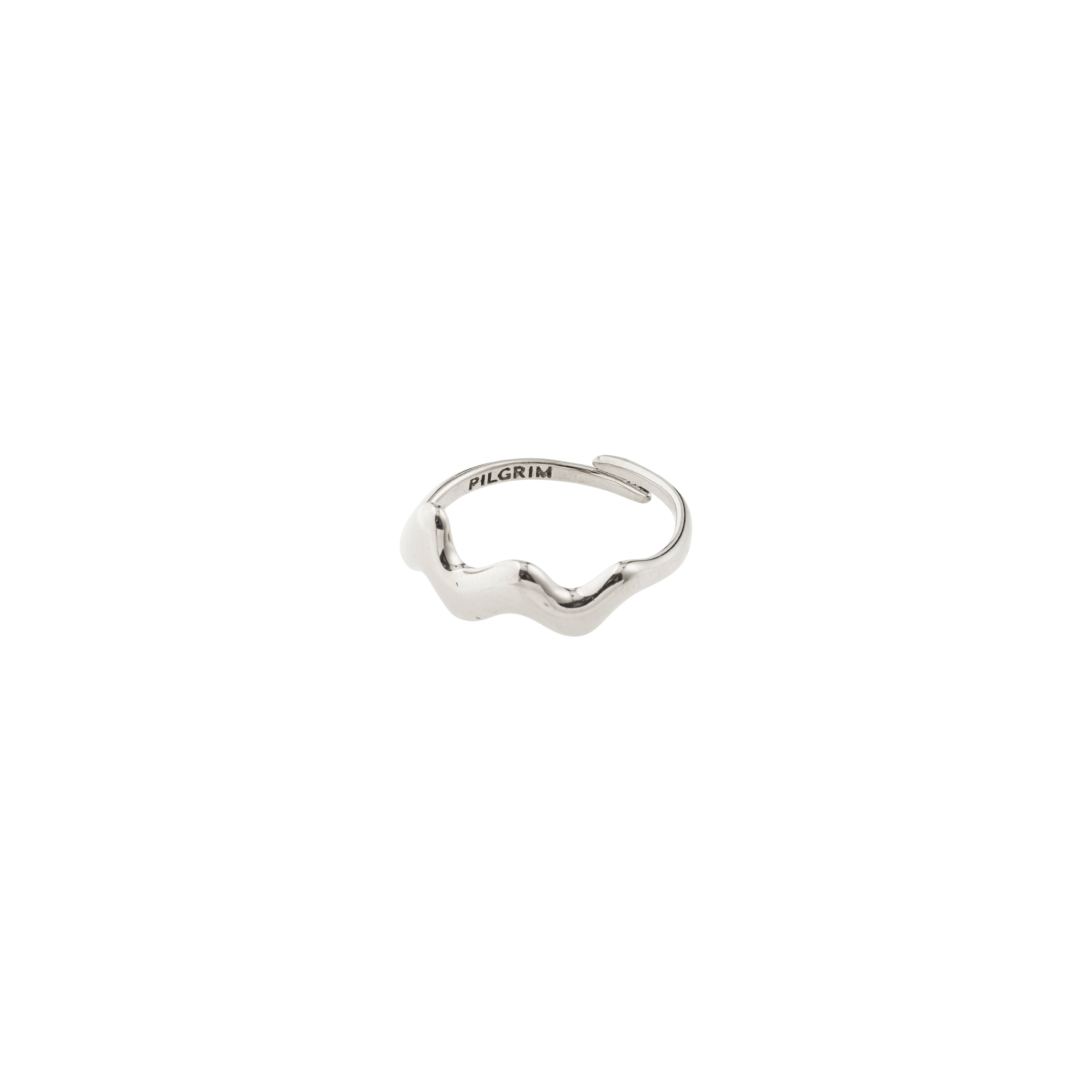 LARKIN ring silver-plated, features a wavy, open-band design with a shiny finish. Stamped PILGRIM, it reflects light beautifully, ideal for stacking or standalone wear.