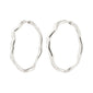 LARKIN earrings: silver-plated, irregular oval hoops with an organic, hand-formed look, offering a stylish, minimalist silhouette for everyday and special occasions.