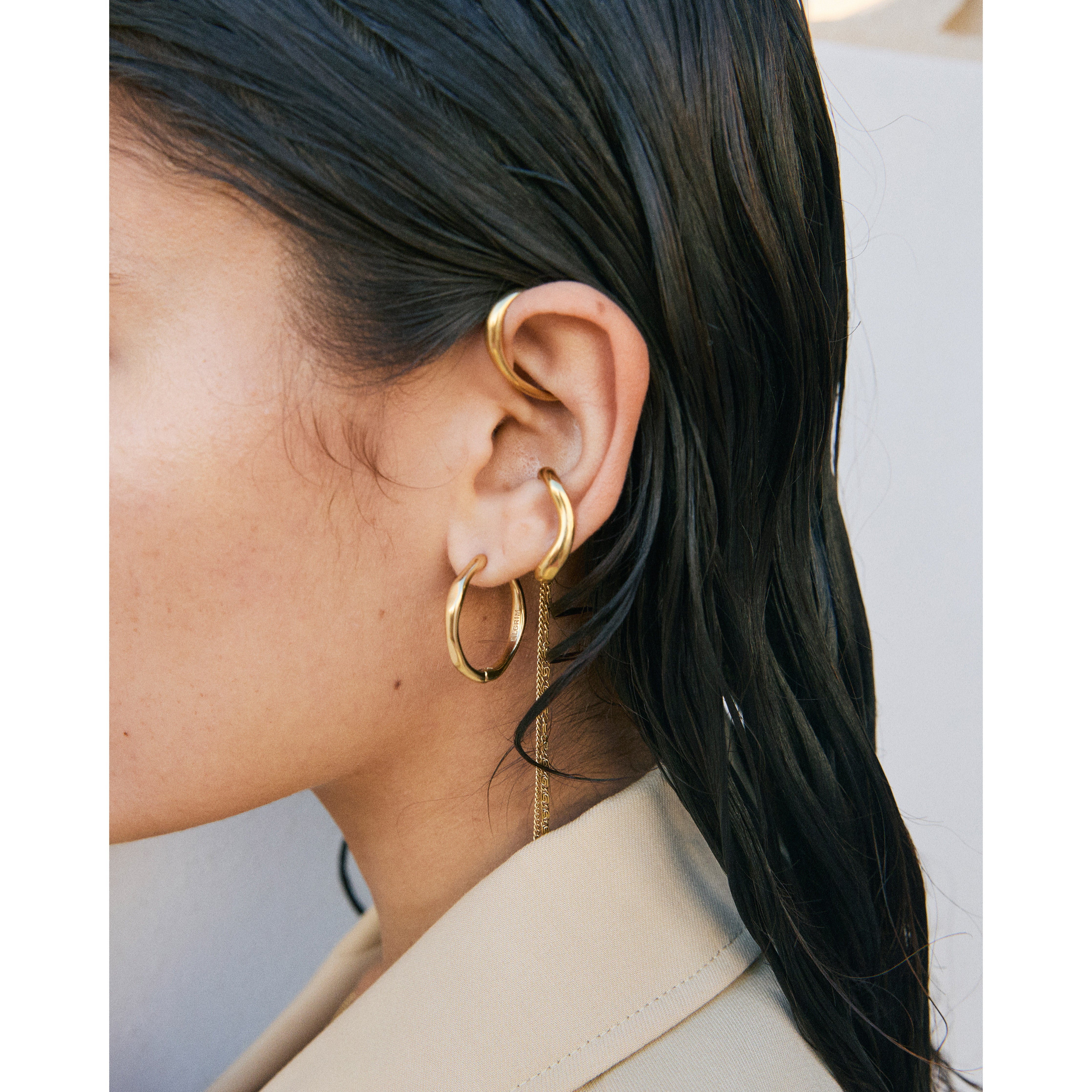 EVON Ear Cuff, 2-in-1 Set, vergoldet