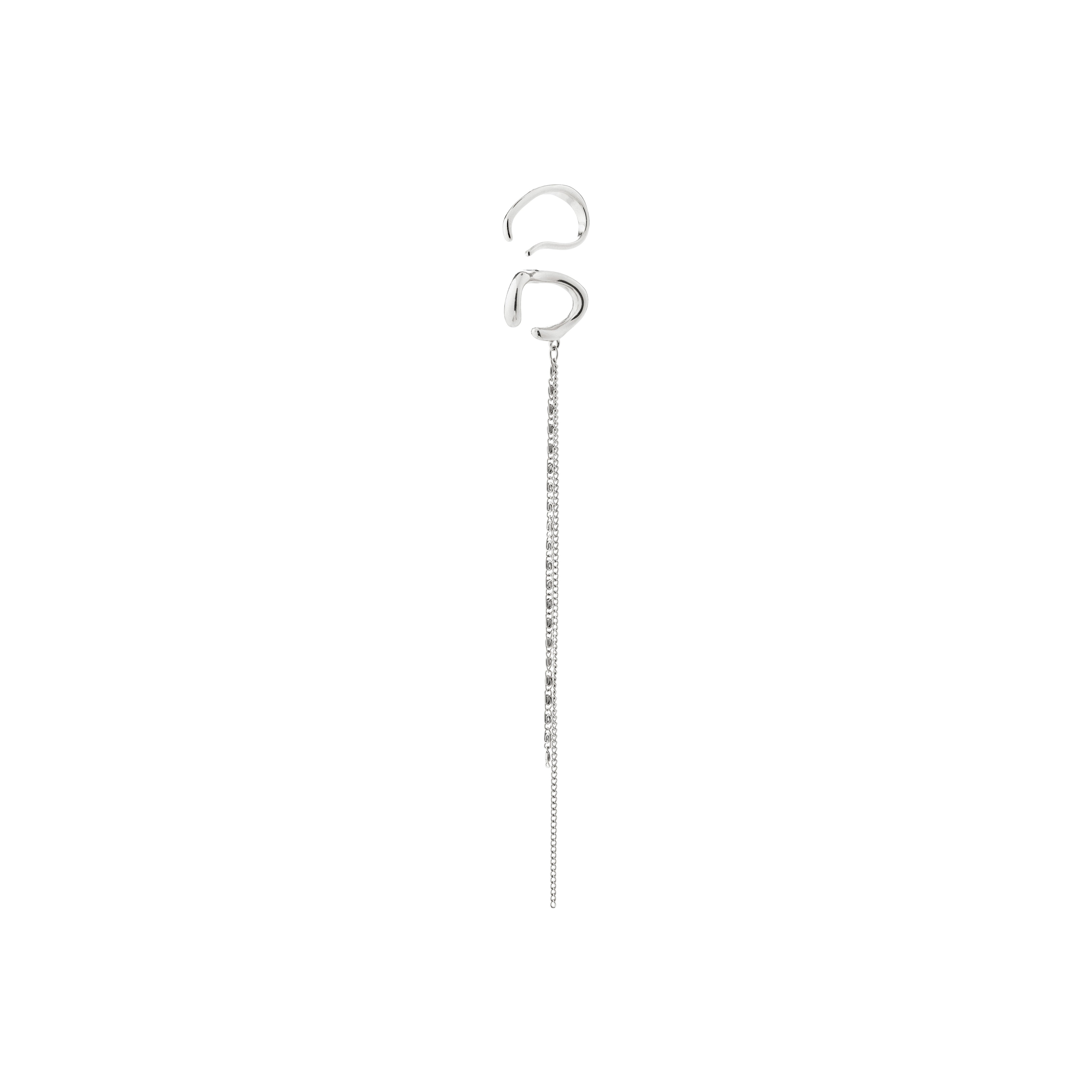 EVON ear cuff, 2-in-1 set, silver-plated
