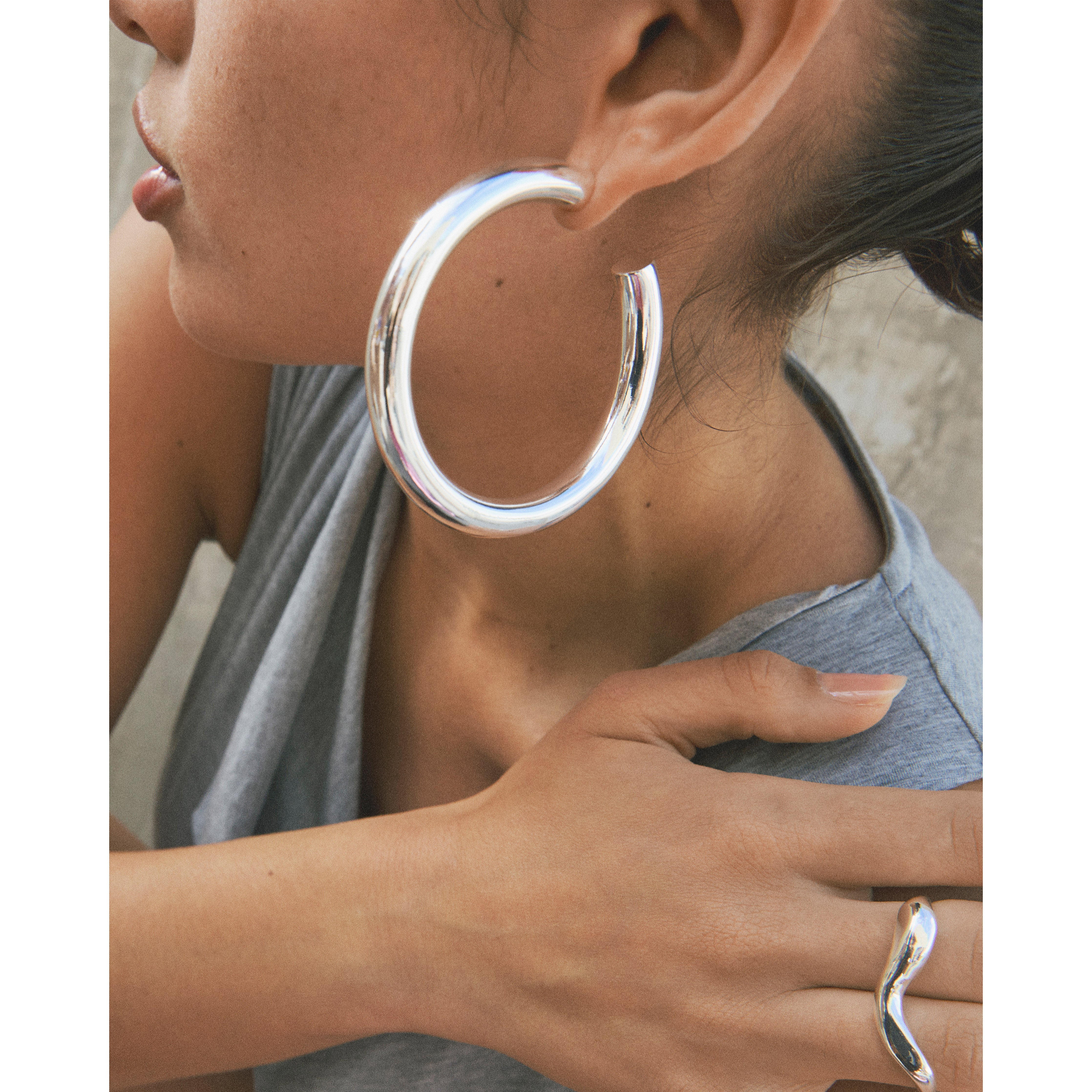 TOVIN hoop earrings silver-plated