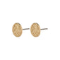 WYNONNA rustic earrings, gold-plated, feature a shiny finish with a raw, patterned design, blending edgy elegance for both casual and formal styles.
