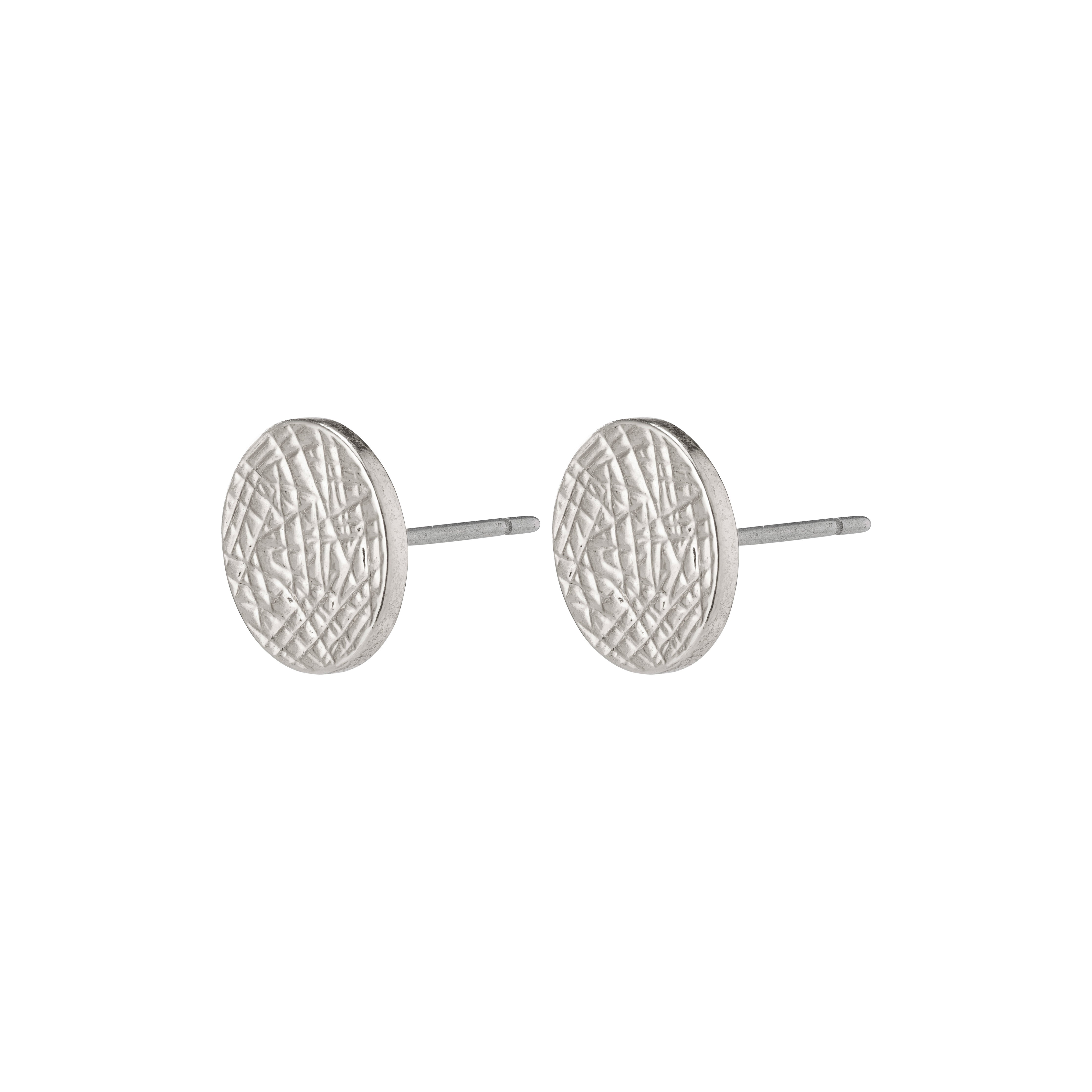 WYNONNA rustic earrings, silver-plated with a raw pattern, offering a blend of edgy elegance for versatile styling.