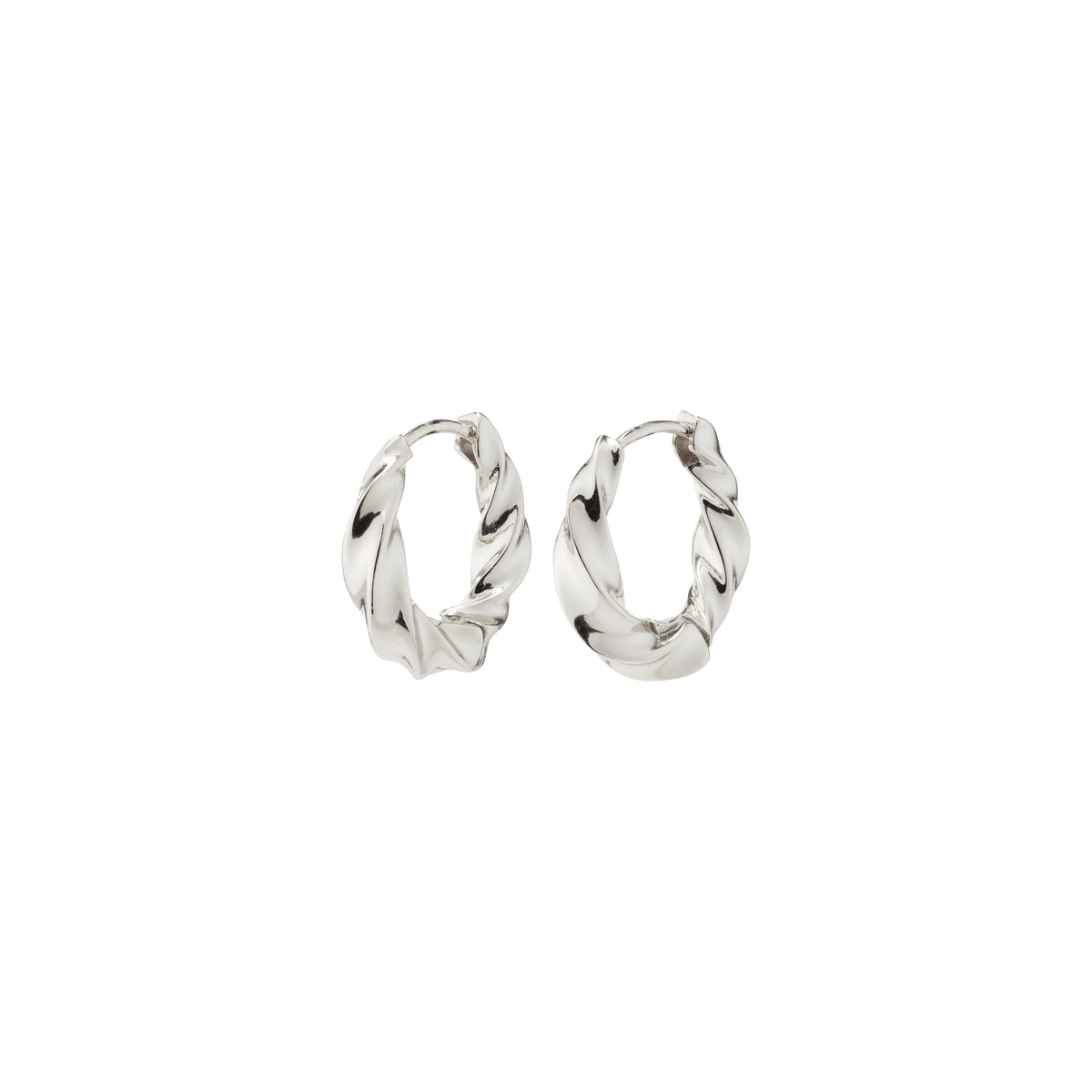 TAFFY medium size swirl hoop earrings, silver-plated, featuring a vintage-inspired design with a unique twirl, offering an edgy yet feminine statement.