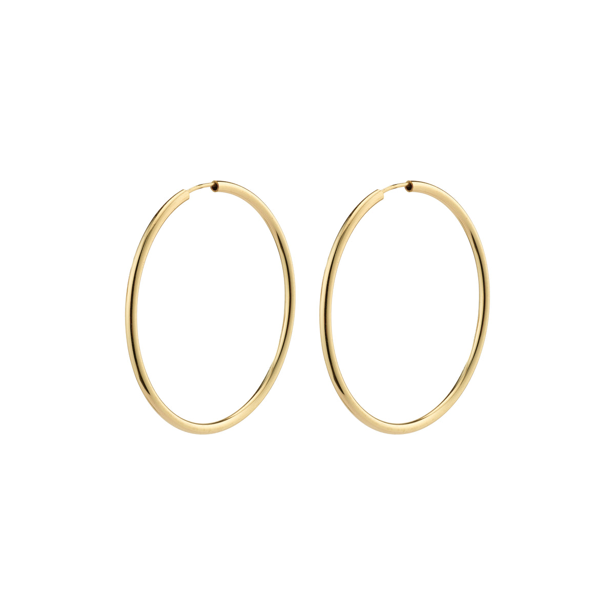 APRIL medium-size gold-plated hoop earrings, 40 mm diameter, crafted from 99% recycled material, perfect for trendy ear curation and personal style.