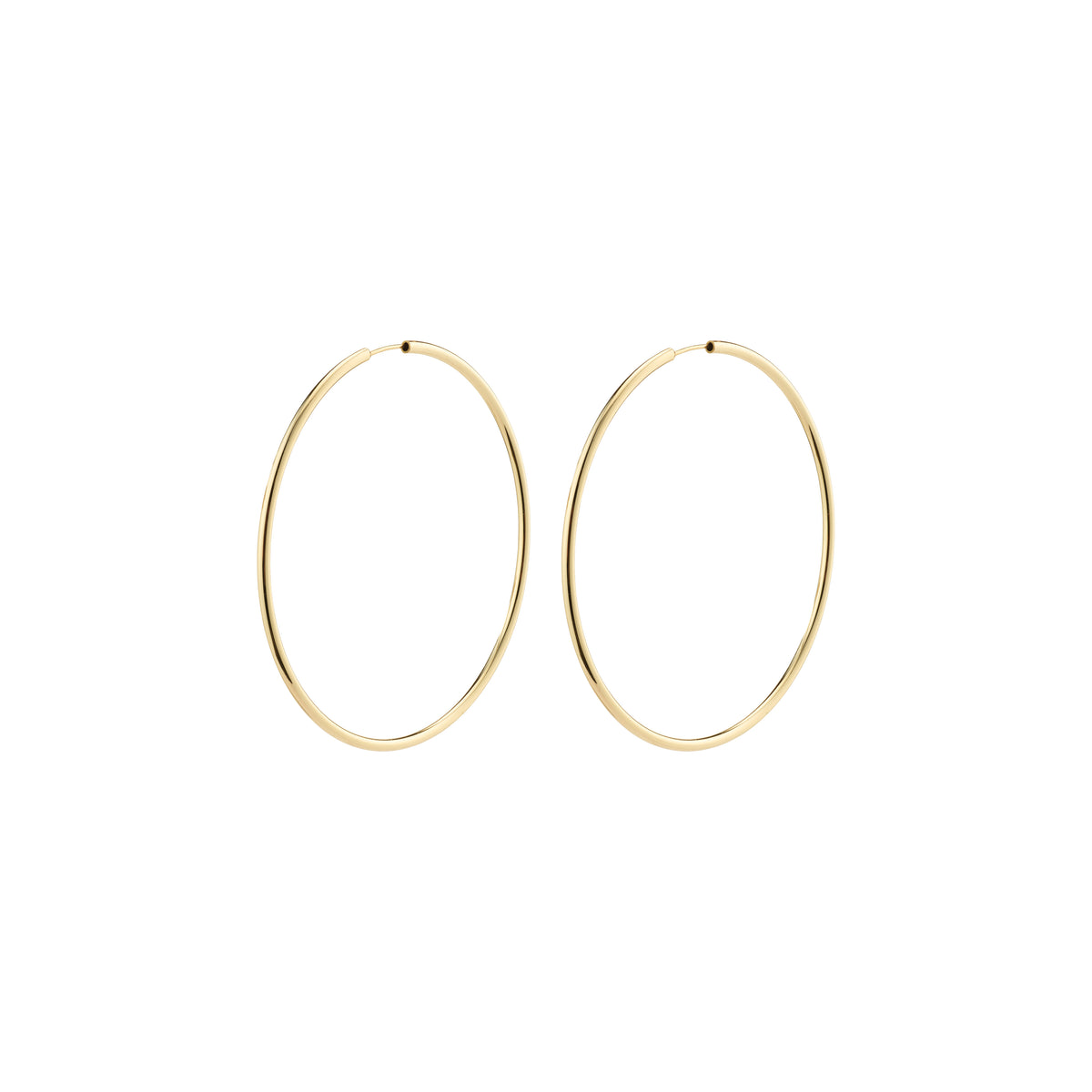 APRIL large hoop earrings, gold-plated, featuring a sleek 60 mm diameter design, crafted from 99% recycled materials for a timeless, stylish look.
