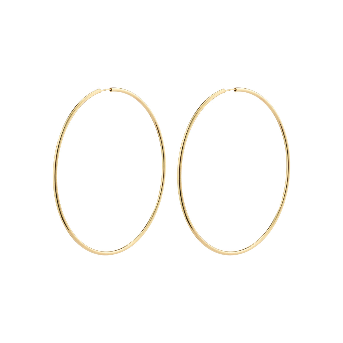 APRIL maxi hoop earrings gold-plated, featuring an elegant 80 mm diameter and slim silhouette, crafted from 99% recycled material for a timeless, stylish touch.