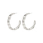 JULITA semi-hoop earrings, silver-plated with organic shapes, showcasing handcrafted elegance and timeless design from Pilgrim's collection.