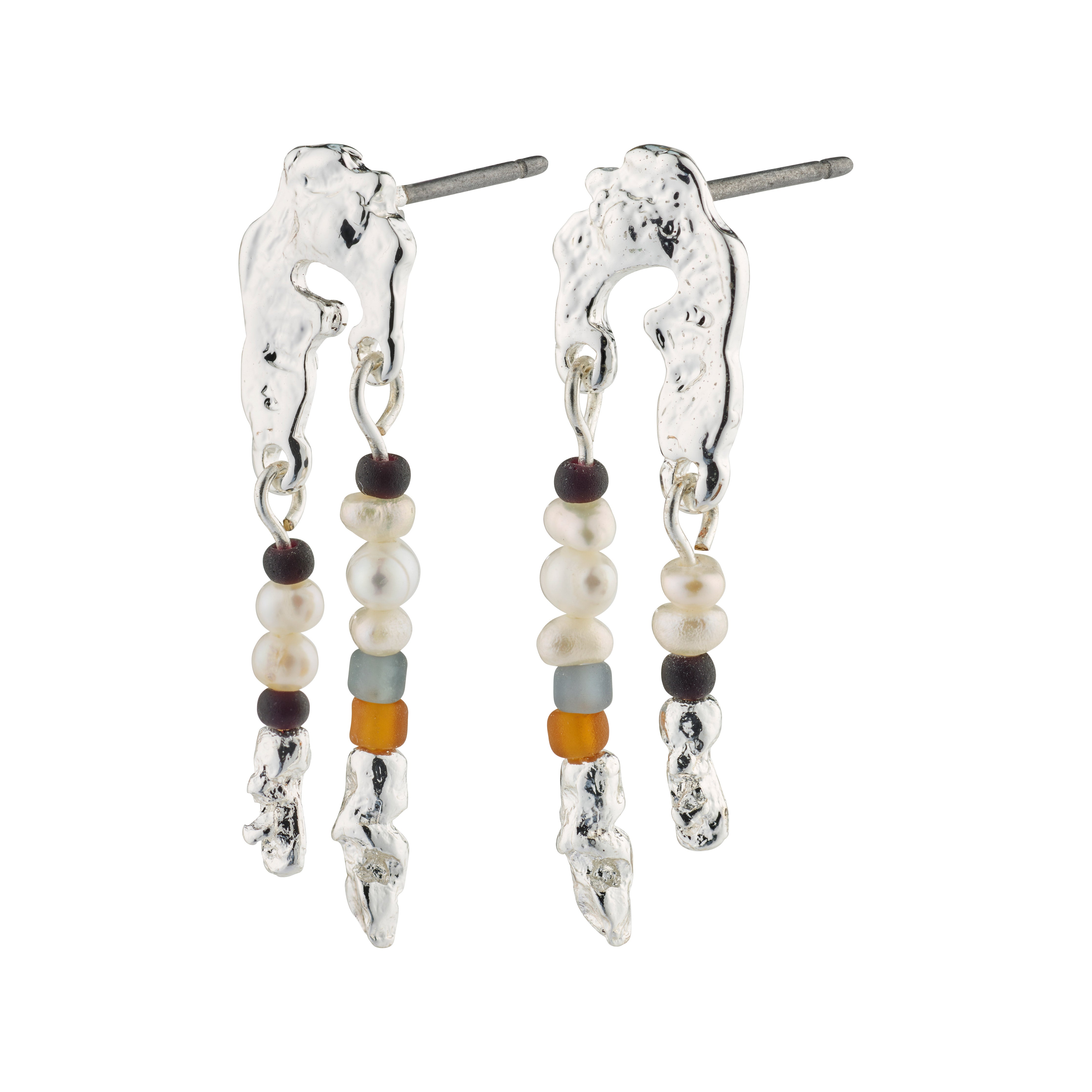 NIYA earrings, multi-coloured/silver-plated, featuring colorful beads with a handcrafted feel, perfect for adding a summery touch to any casual or festive outfit.