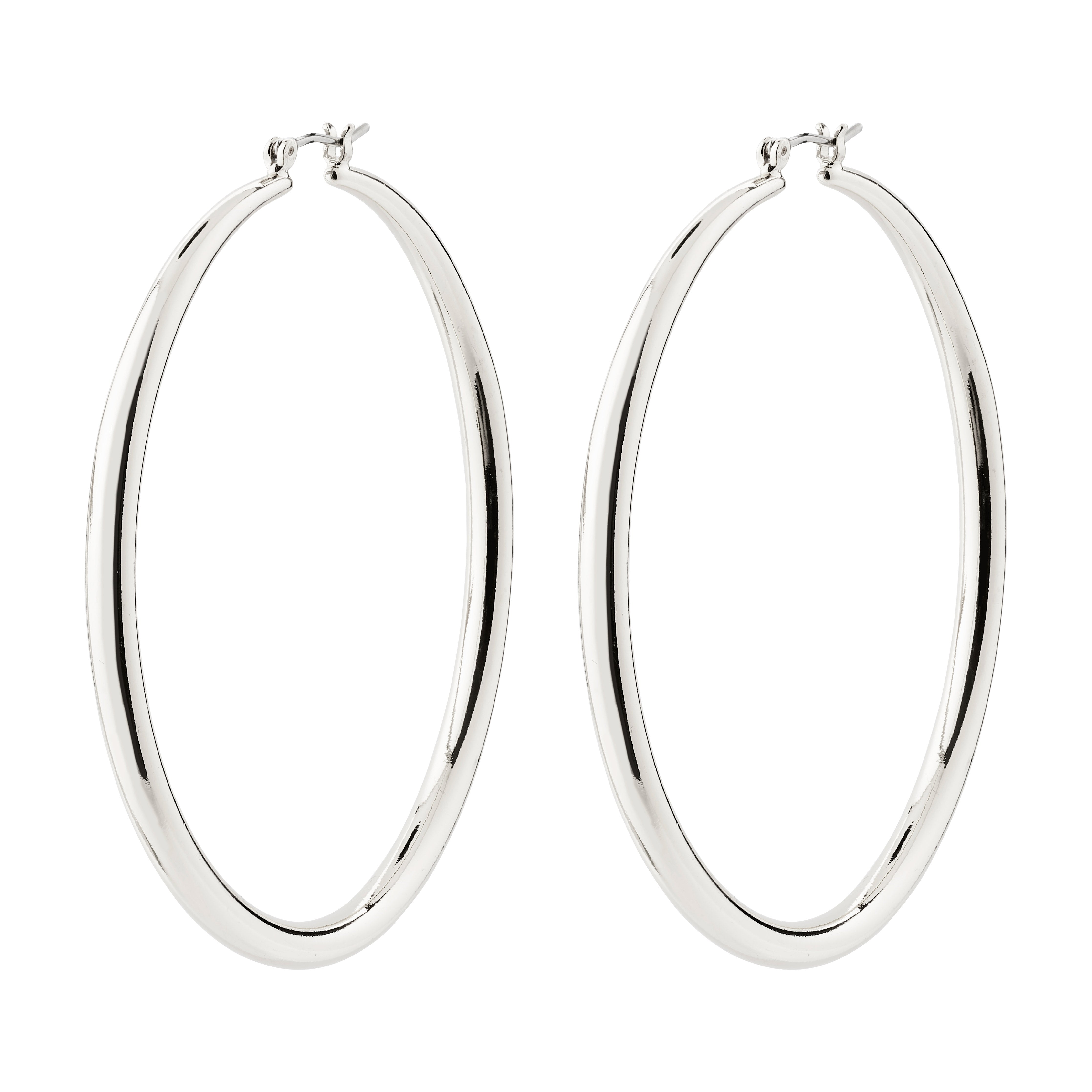 PRIYA large hoop earrings, silver-plated, 60 mm, elegant and timeless design, crafted with 98% recycled material, perfect for any outfit.