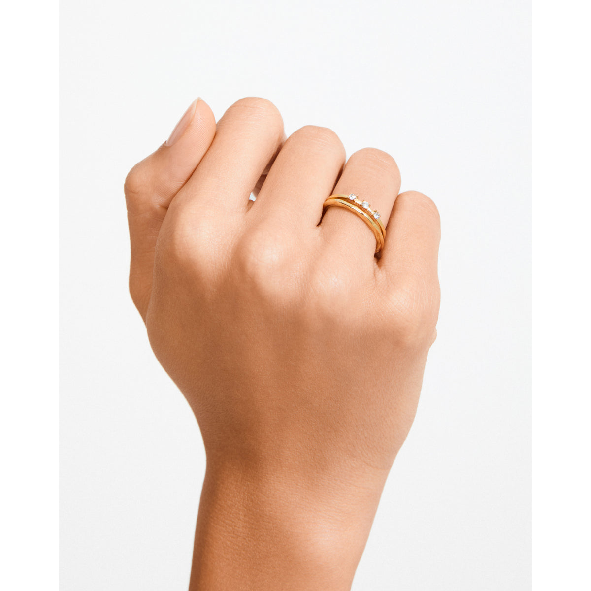 IVARIN Ringe, 2-in-1 Set, vergoldet