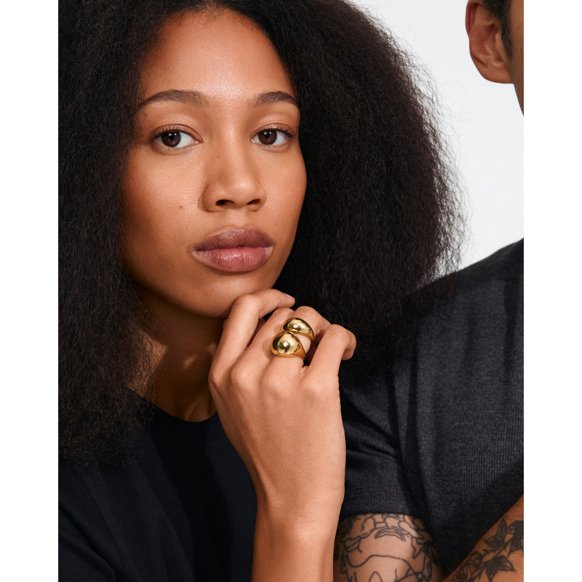 EVON rings, 2-in-1 set, gold-plated
