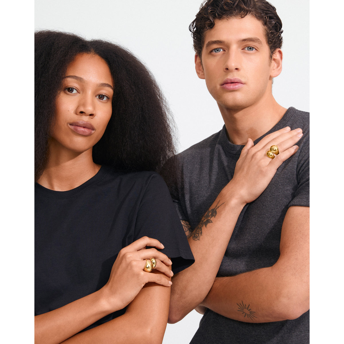 EVON rings, 2-in-1 set, gold-plated