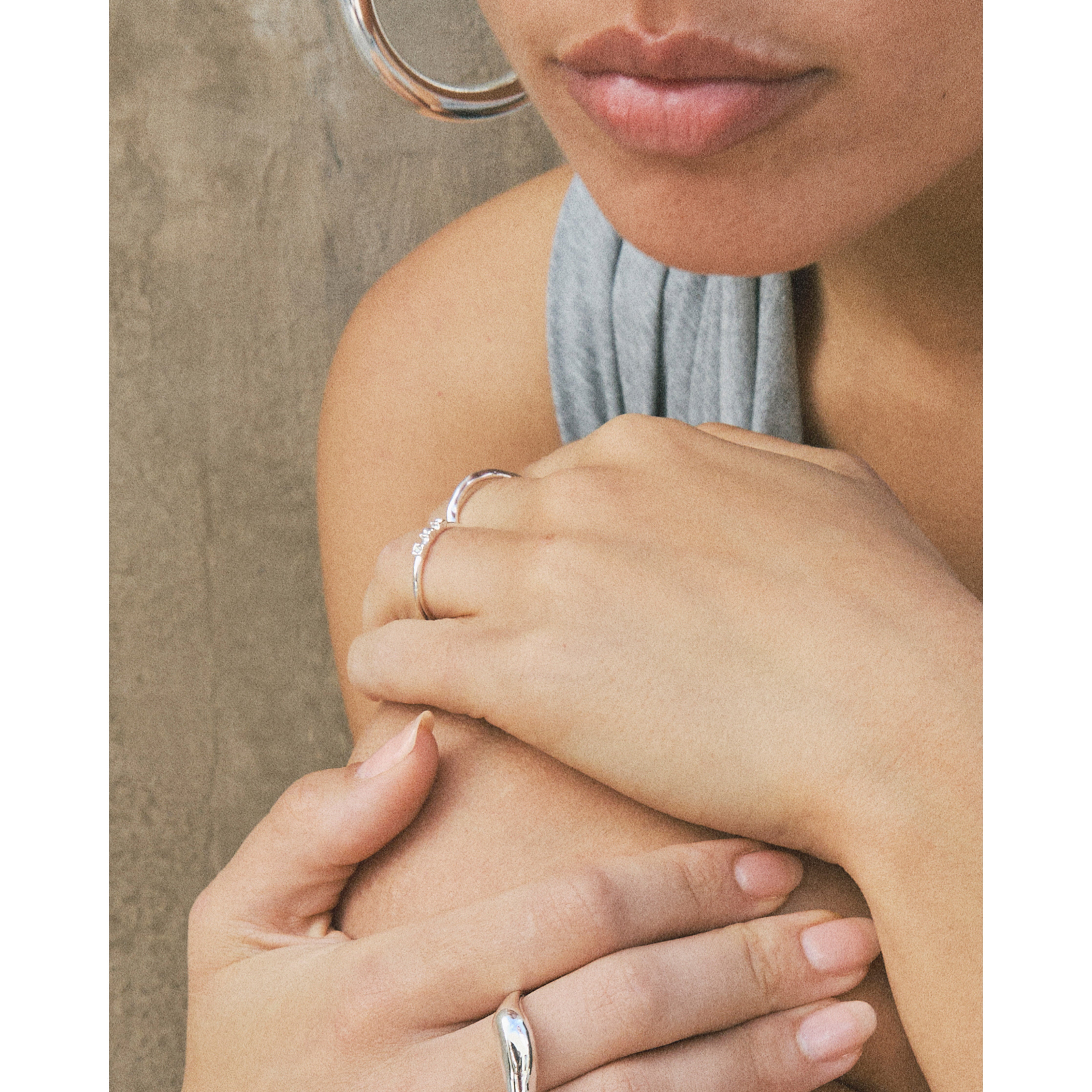 IVARIN Ringe, 2-in-1 Set, versilbert