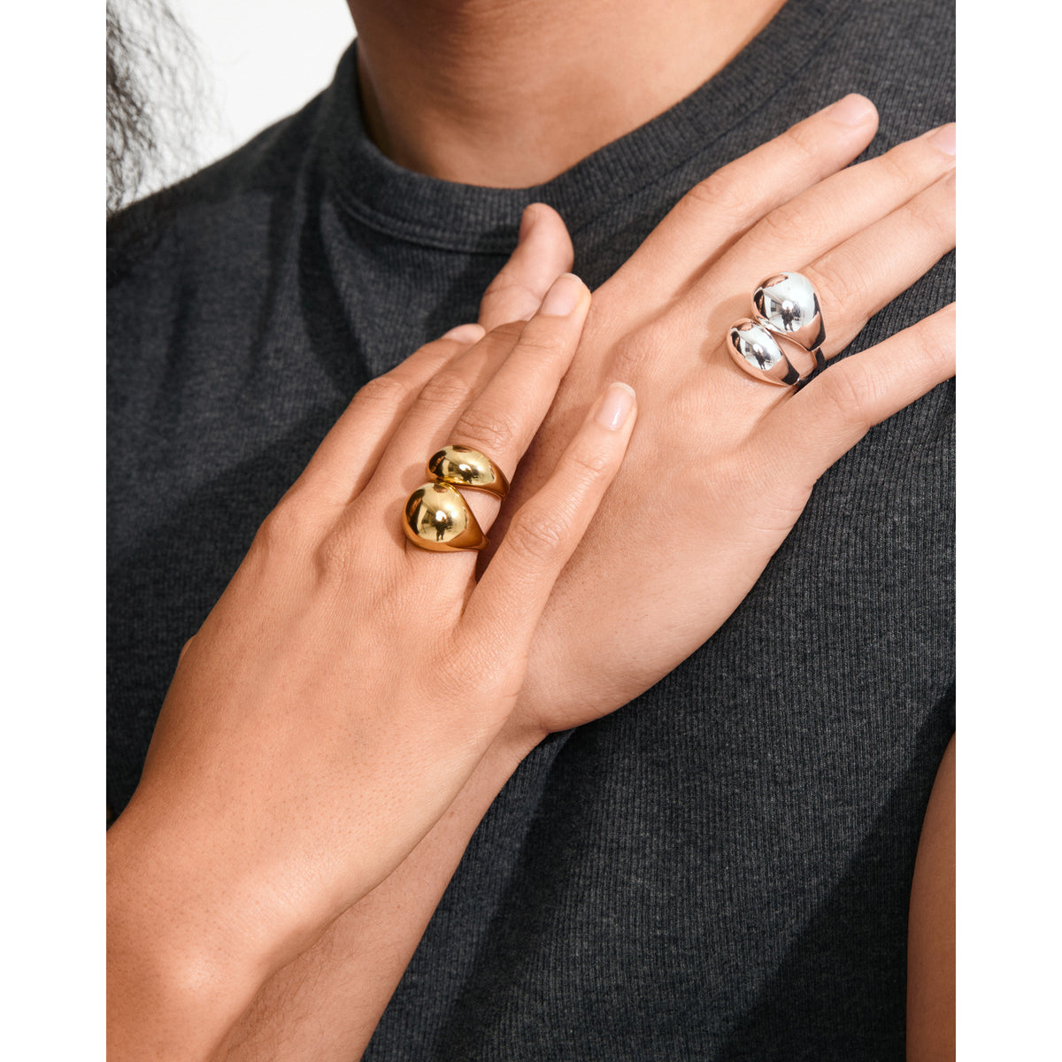 EVON Ringe, 2-in-1 Set, versilbert