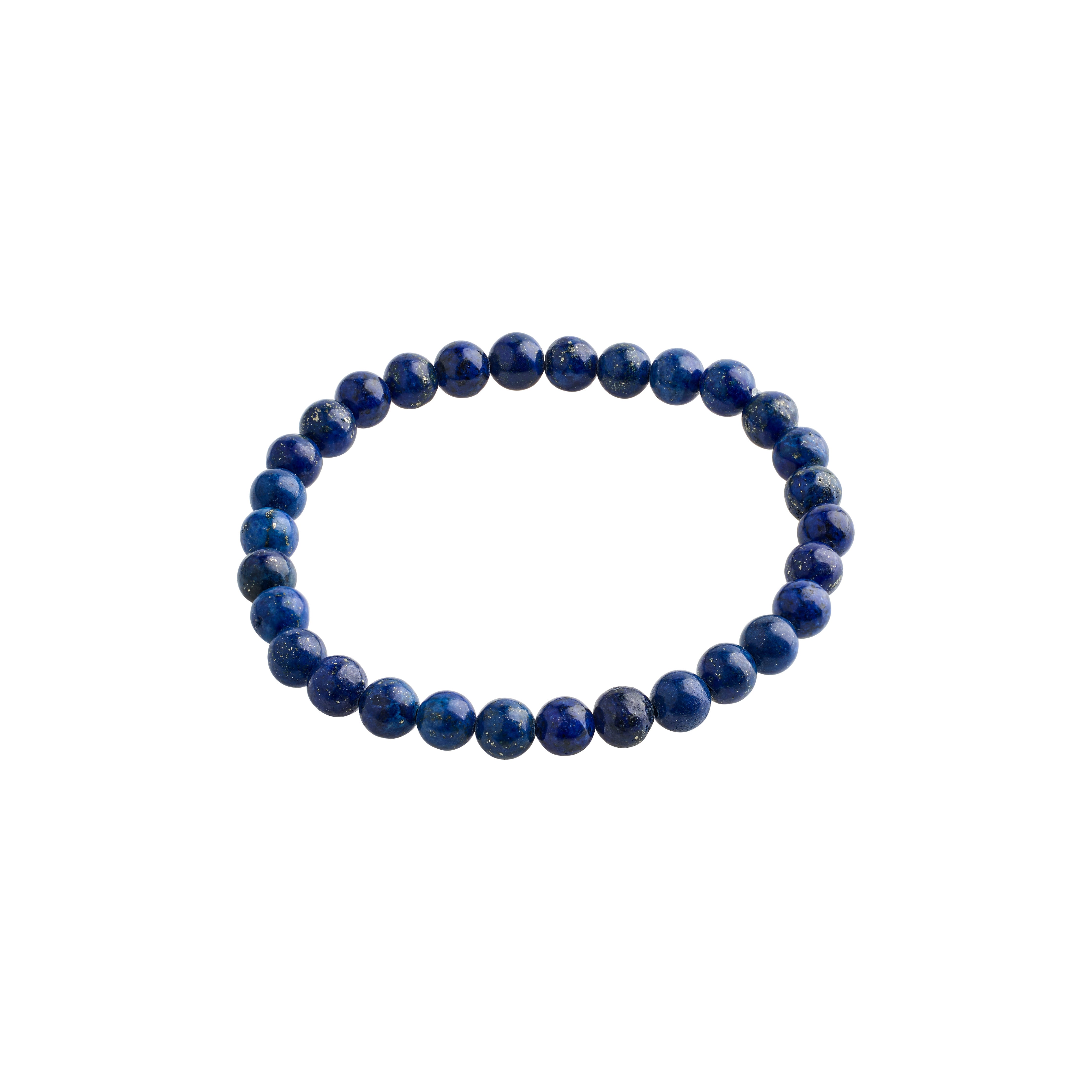 POWERSTONE bracelet featuring round lapis lazuli beads on elastic, offering spiritual wisdom and clarity. Perfect for layering, adding a personal touch to your style.