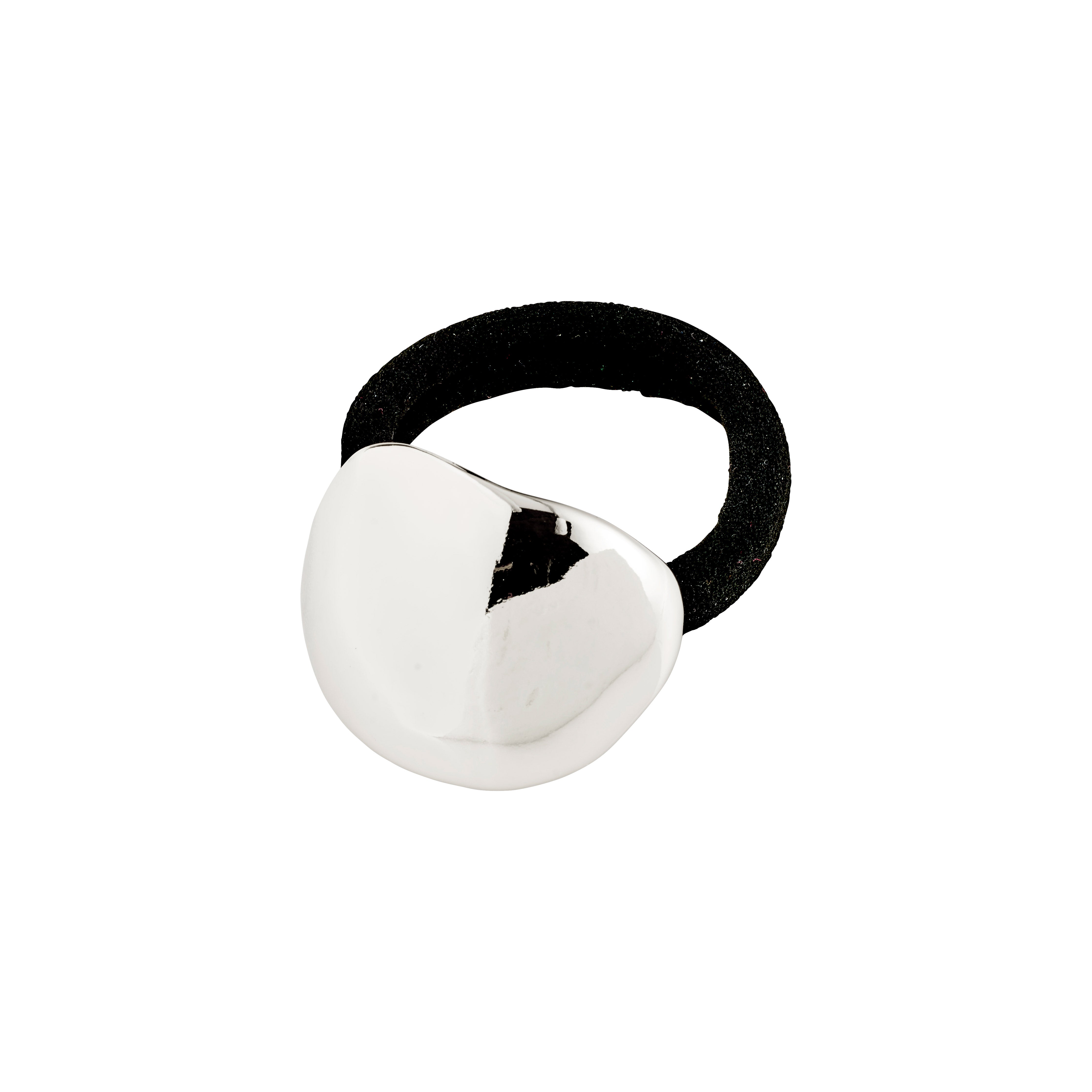 AMARIS hair accessory silver-plated, featuring a sleek black elastic with a smooth silver bead, ideal for adding stylish flair to everyday hairstyles.
