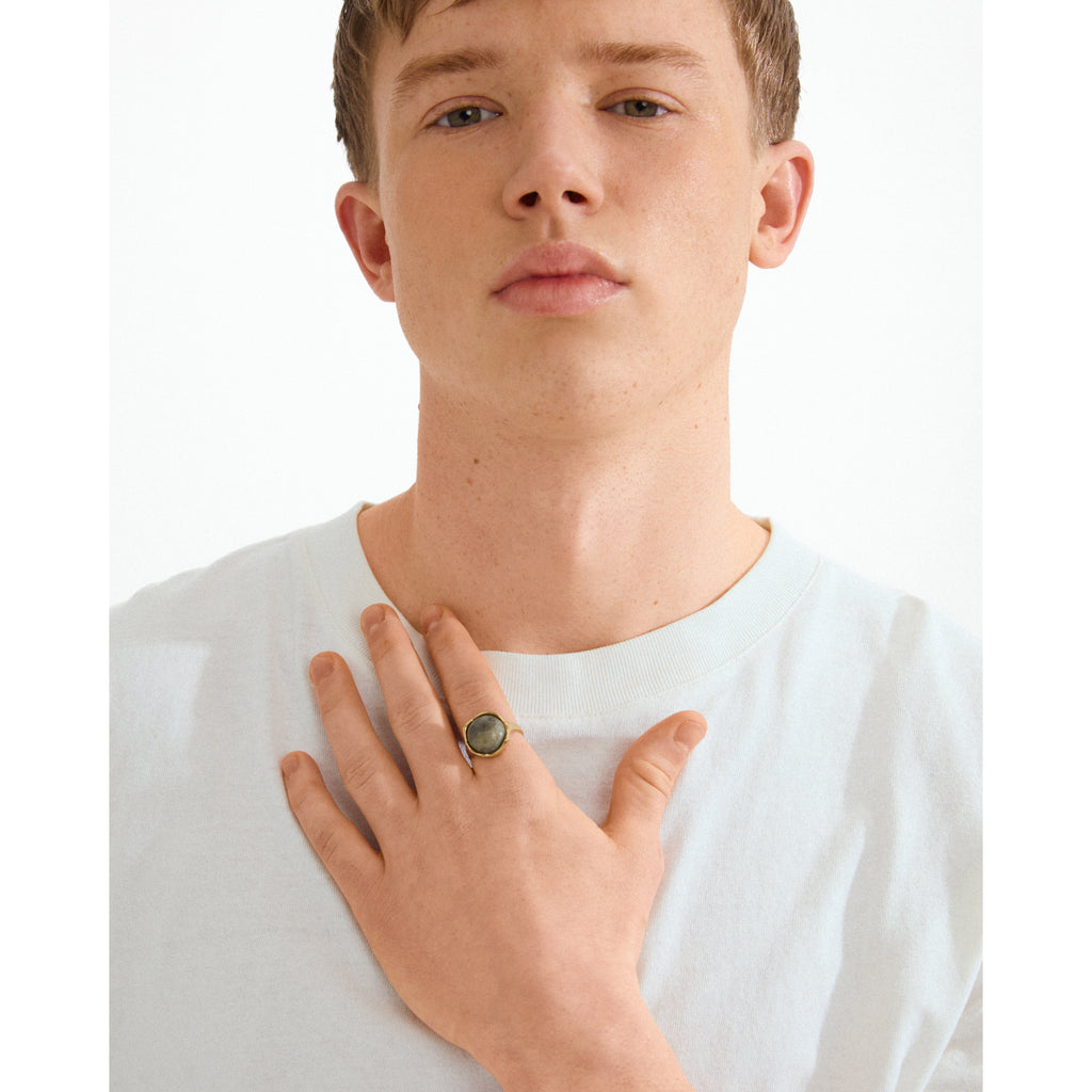 SORA Ring vergoldet/grün