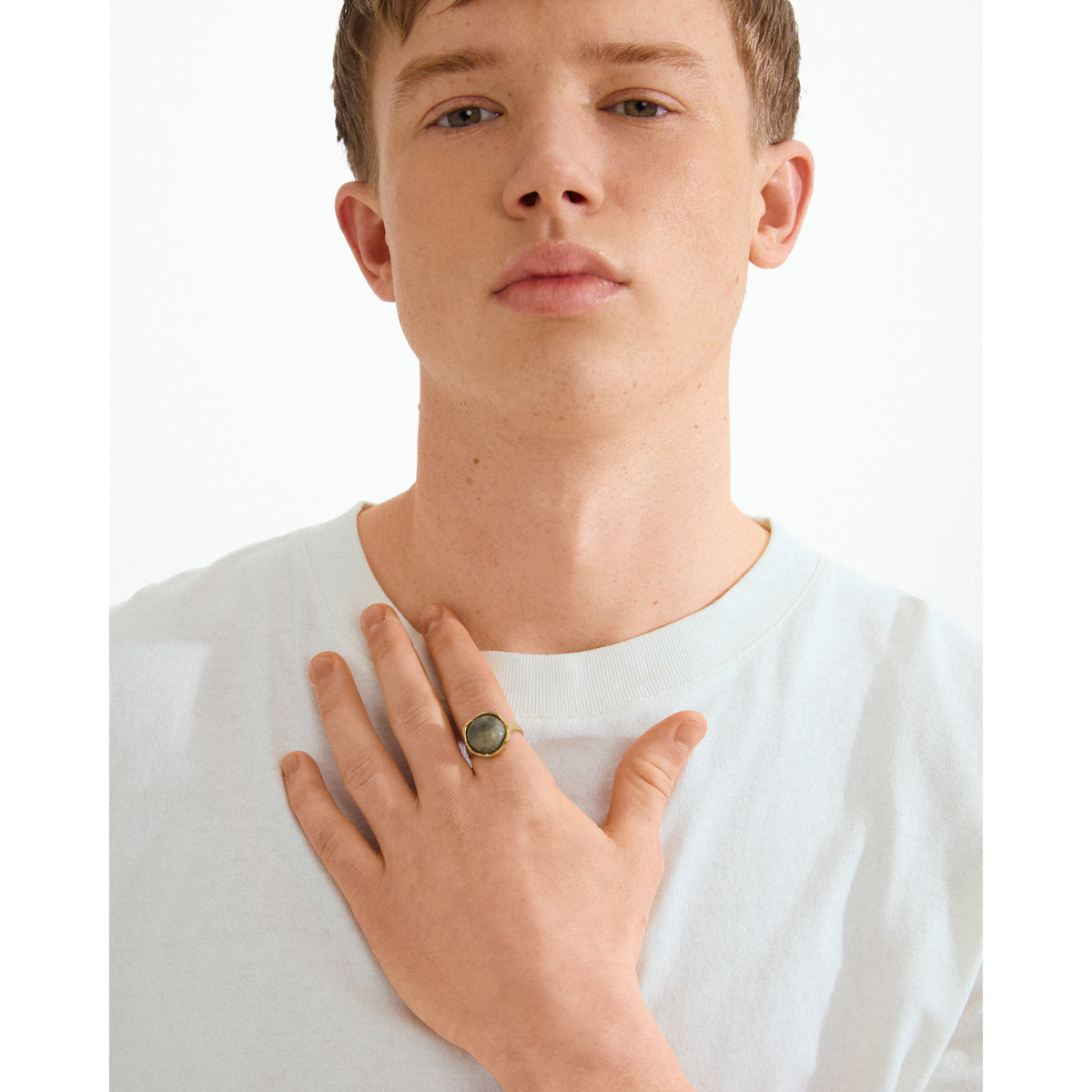 SORA Ring vergoldet/grün