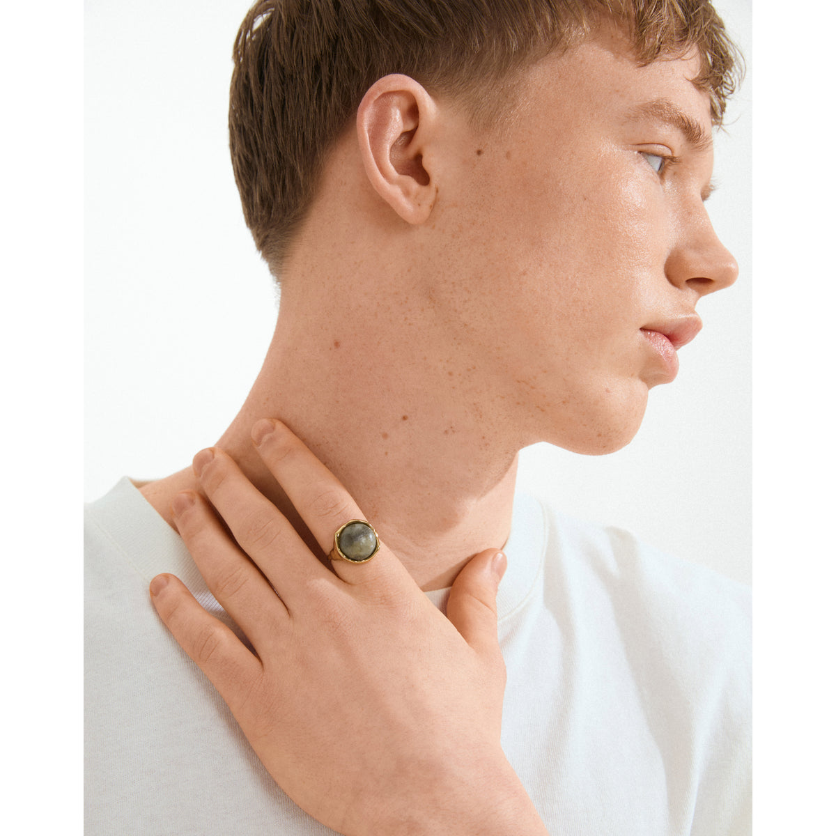 SORA Ring vergoldet/grün