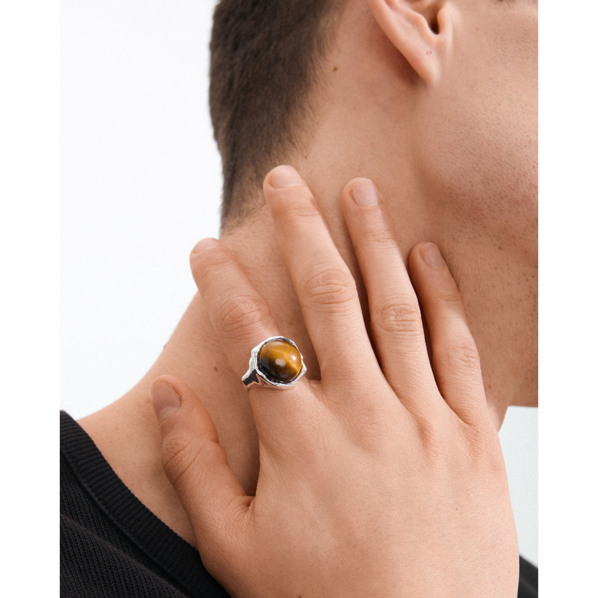SORA Ring versilbert/braun