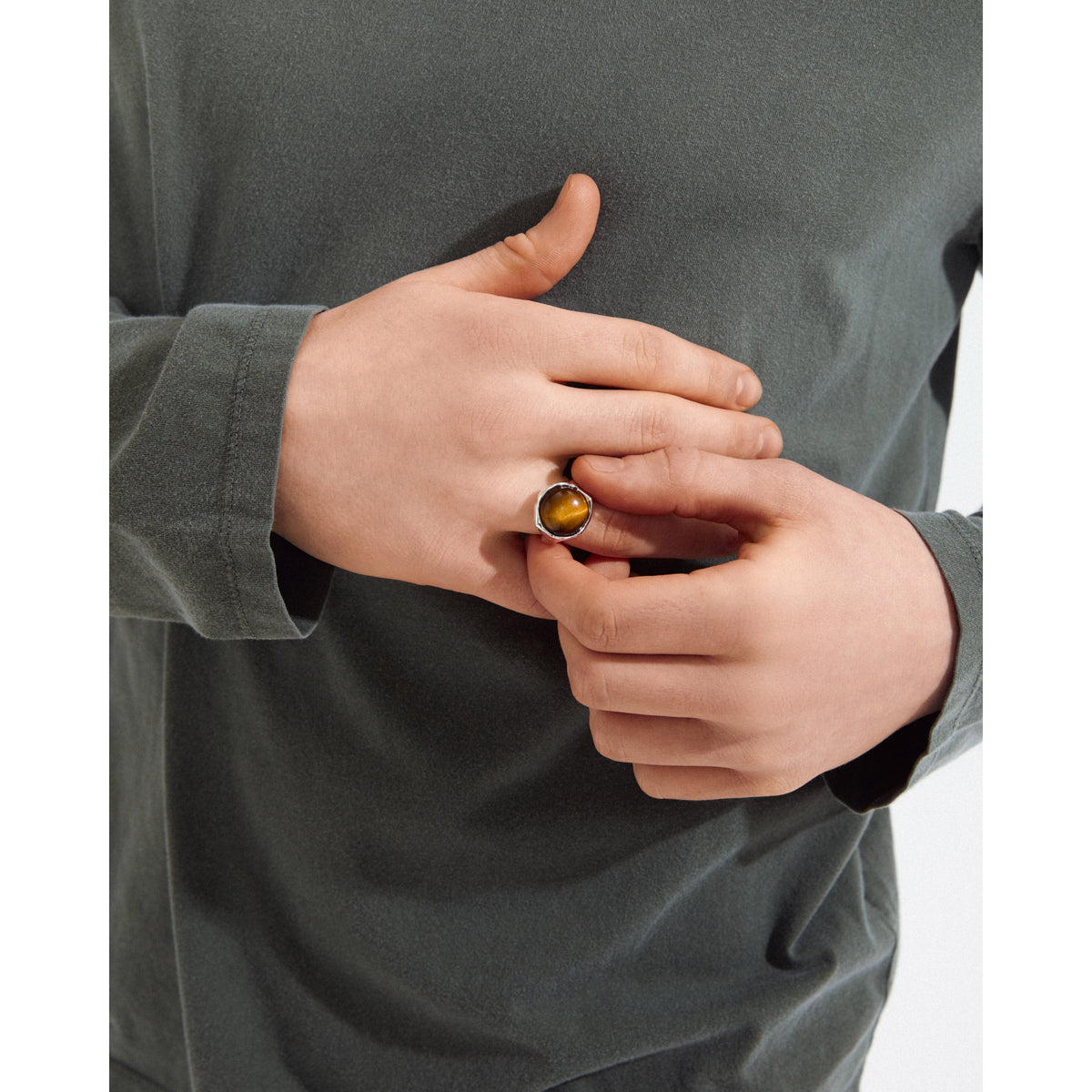 SORA Ring versilbert/braun