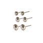 MILLIE crystal earrings, 3-in-1 set, gold-plated, featuring variously sized diamond-like studs, perfect for versatile, stylish ear curation.
