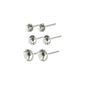MILLIE crystal earrings, 3-in-1 set, silver-plated