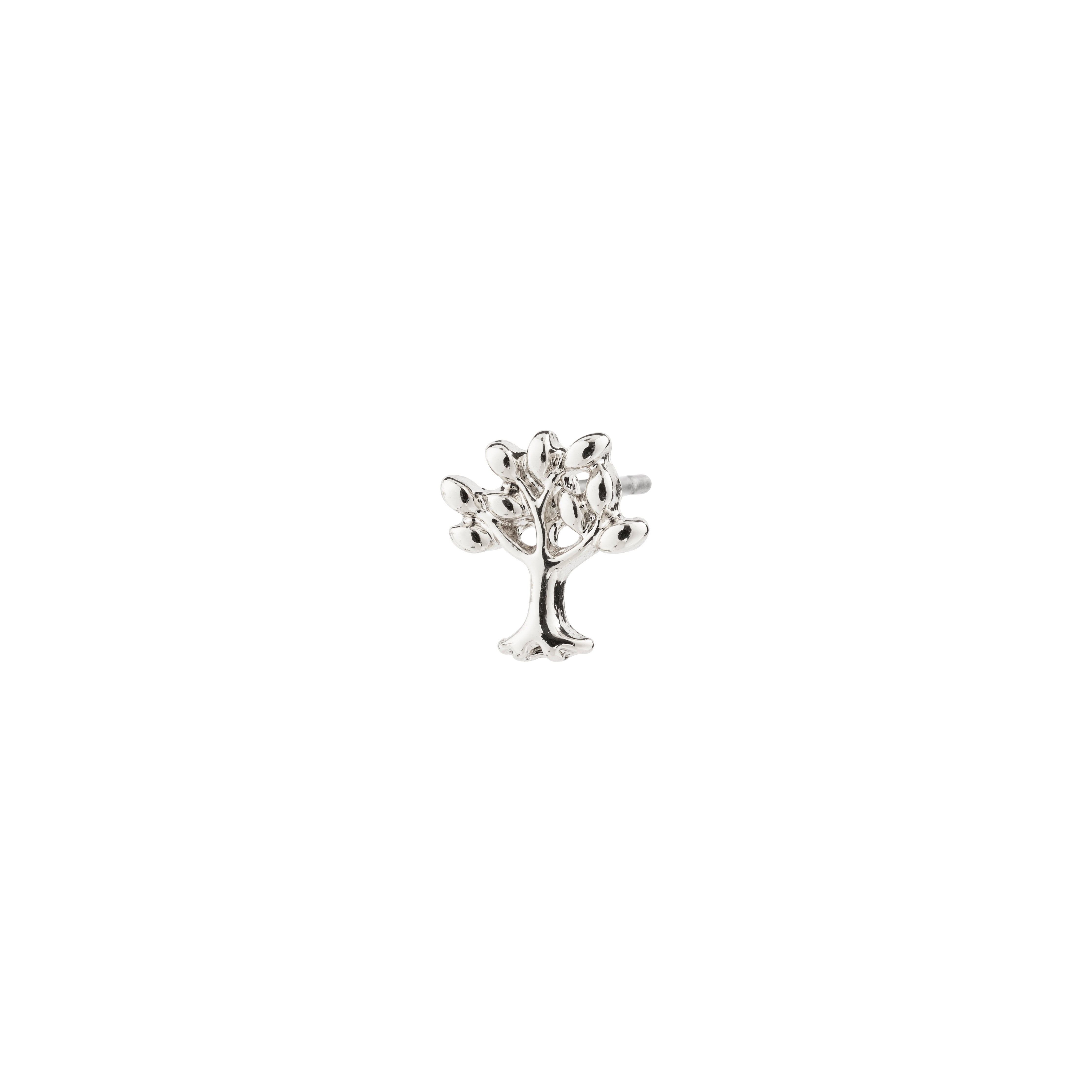 PHYLLIS single earring, silver-plated, tree of life design, symbolizing growth and connection, crafted with 82% recycled material. Ideal for a stylish, personalized look.