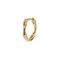 KYRA single earring, gold-plated with an organic shape and shiny finish, featuring a handcrafted vibe and easy click clasp. Made from 99% recycled material.