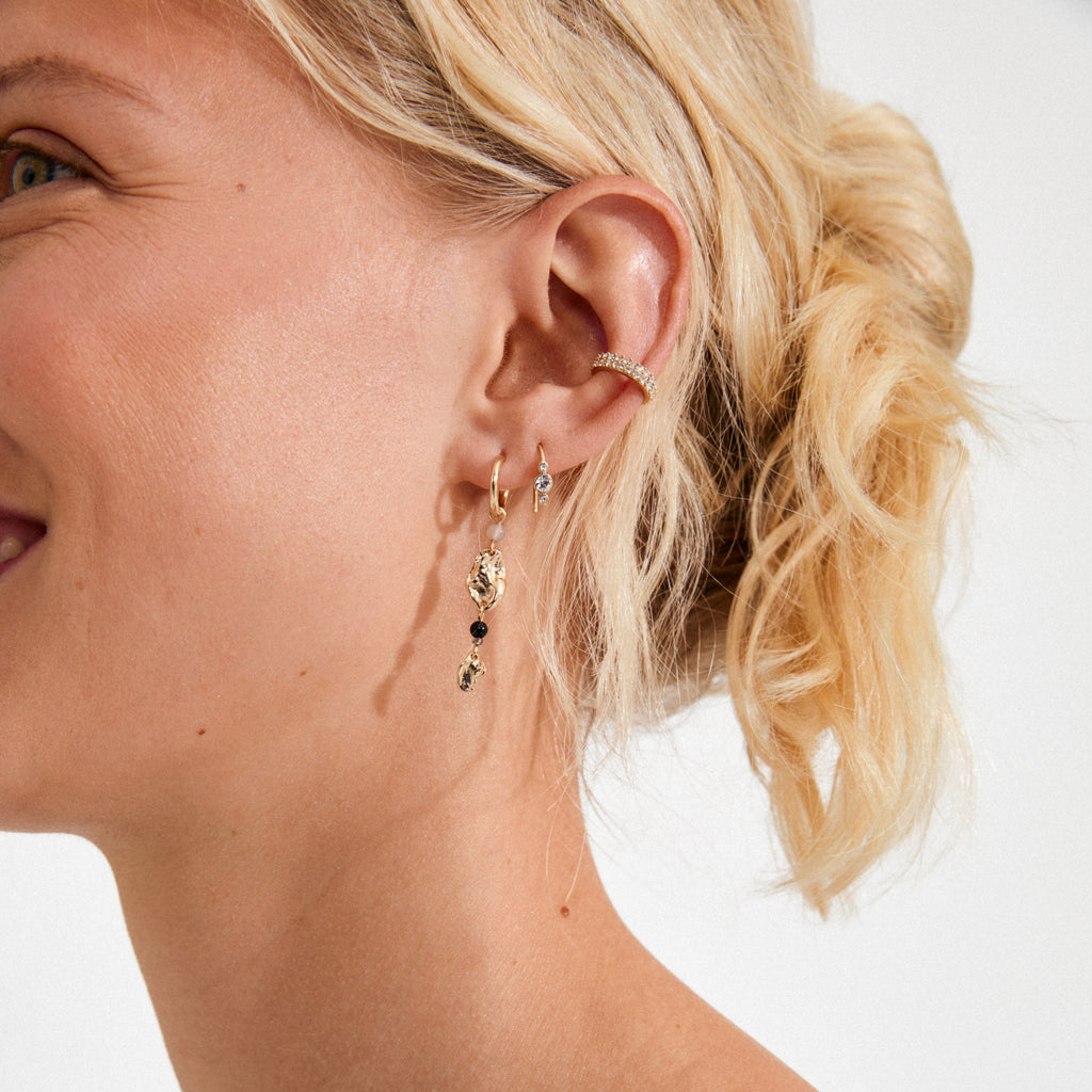 KRISTINE single ørering guldbelagt