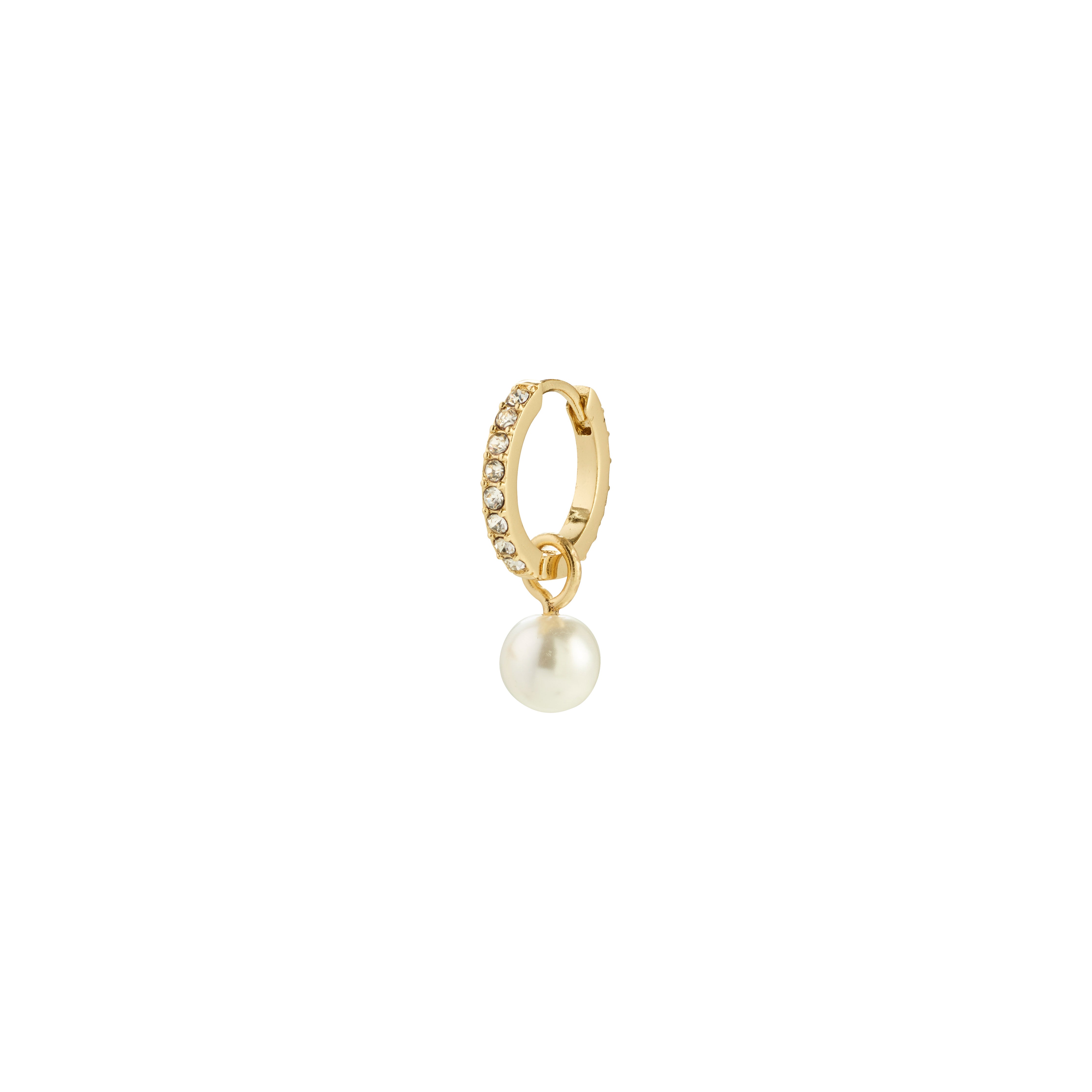 SEVYN single gold-plated earring features sparkling Preciosa crystals and a bead pendant, offering elegance and luxury with an easy click clasp.