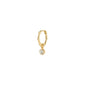 SUNNY single gold-plated earring with sparkling Preciosa crystals and a pendant, crafted from recycled materials, featuring a user-friendly click clasp for style versatility.