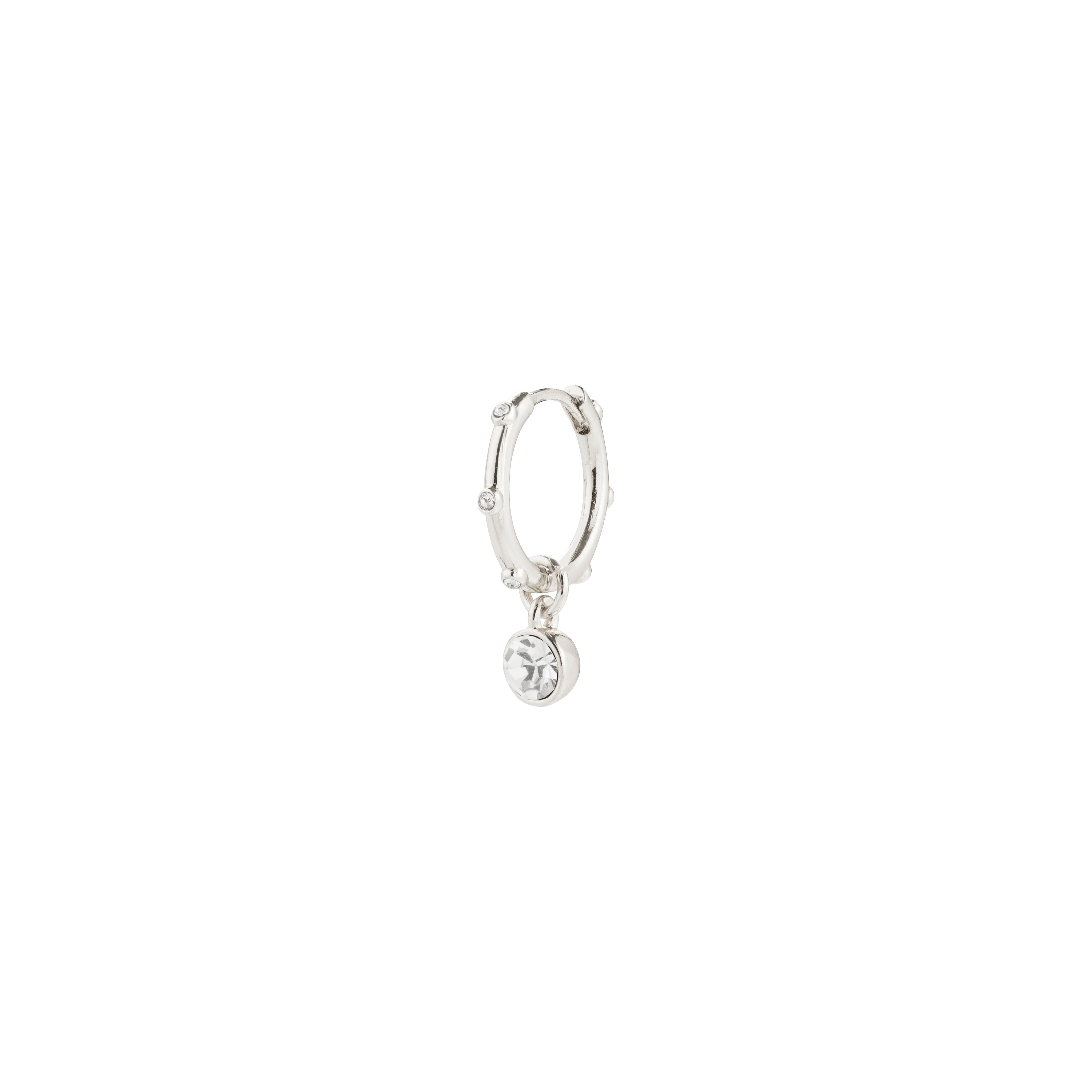 SUNNY single earring silver-plated, featuring Preciosa crystals and a pendant, crafted from 98% recycled materials, offering a blend of elegance and sustainability.